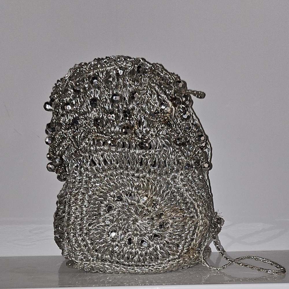 Wolberg original design Silver Beaded Women's Bag